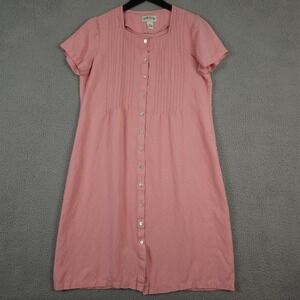 Orvis Dress Womens LP Large Petite Blush Pink Linen Blend Pleated Midi Modest